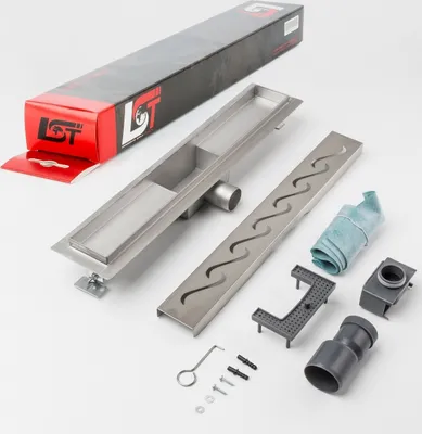 Produktbild von Duschrinne Wellen 500 x 70 mm höhenverstellbar Bodenablauf Duschrost Duschgitter