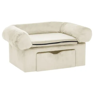 Produktbild von vidaXL Hundesofa mit Schublade Creme 75x50x38 cm Plüsch