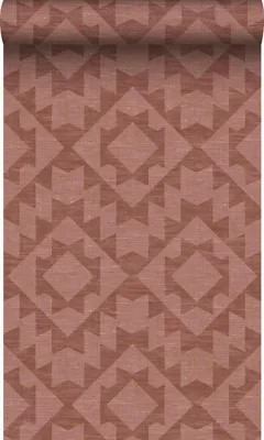 Productafbeelding van Origin Wallcoverings behang linnen-look aztecpatroon terracotta roze 50 x 900 cm