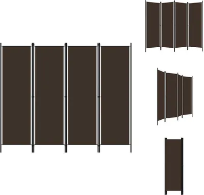 Zdjęcie produktu dla vidaXL 4-częściowy rozdzielacz do pokoju brązowy 200x180 cm - Rozdzielacz do pokoju