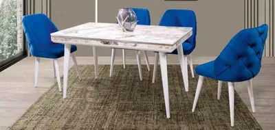 Productafbeelding van Esszimmer Möbel: 4 stoelen, luxe design, blauw