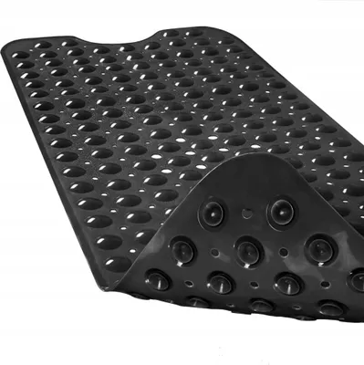 Produktbild von Duschmatte - Schwarz - 100x40 cm - Rutschfeste Badewannenmatte - Maschinenwaschbar