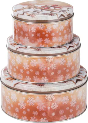 Produktbild von heimtexland ® 3er Set Gebäckdosen Keksdose Vorratsdose Weihnachten Plätzchen Geschenkbox Lebensmittel Metalldosen Typ658 Zimtsterne