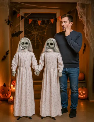 Obrázek produktu pro Dekorace na halloweenskou párty pro dvojčata bílo-černá 60 cm - jedna velikost pro všechny