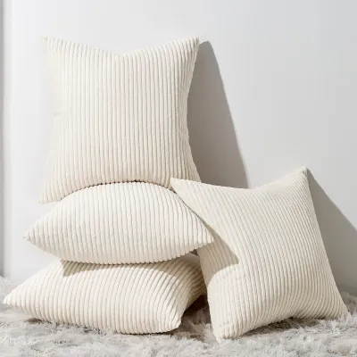 Obrázok produktu pre Sada štyroch dekoratívnych obliečok na vankúše, 50 x 50 cm, béžová, z velúru a Cordury