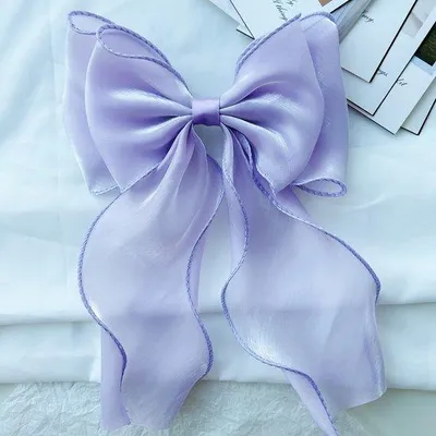 Image de Barrette française avec un grand nœud pour femme, violette