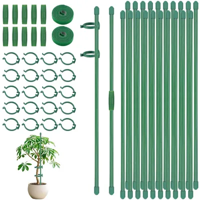Produktbild von Omgoods – Set mit 20 Pflanzenstützen – 30 cm Pflanzenhalter mit Karabinerhaken und Pflanzenseil
