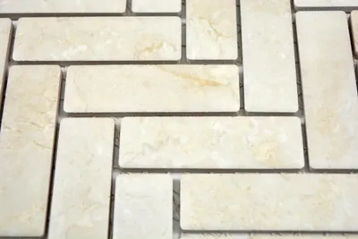 Produktbild von Handmuster Mosaik Fliese Keramik Fischgrät Steinoptik hellbeige Fliesenspiegel Küche MOS24-SO54_m