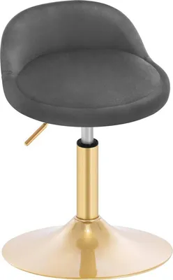 Produktbild von WOLTU Schminkhocker, höhenverstellbar, Bürohocker, Küchenhocker, Drehhocker, Samt, Dunkelgrau+Gold