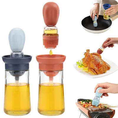 2er-Set 180 ml Ölflasche mit Silikonpinsel 2-in-1 Öldispenser
