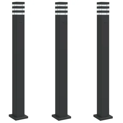 Produktbild von Wegeleuchten mit Steckdose 3 Stk. Schwarz 110 cm Aluminium