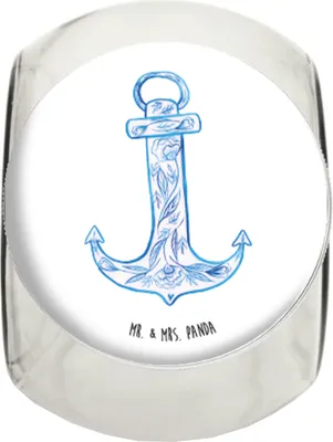 Produktbild von Mr. & Mrs. Panda Teedose Anker Blau L 870ml - Weiß - Geschenk, Vorratsdose, Tiermotive, Bonboniere, Kaffeedose, keksdose glas, glasbehälter