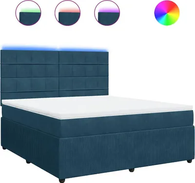 Produktbild von vidaXL Boxspringbett mit Matratze Blau 180x200 cm Samt