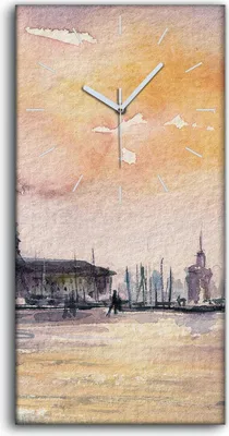 Produktbild von Leinwand Uhr Küche Wohnzimmer Bild 30x60 Venedig Italien bei Sonnenuntergang - weiße Hände