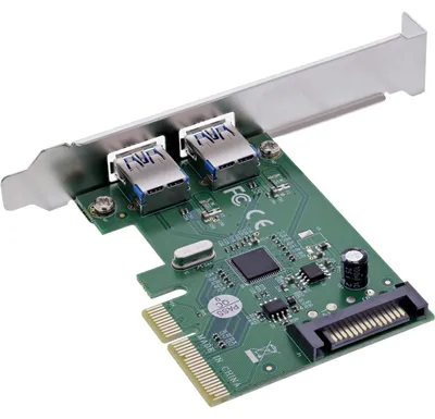 Produktbild von InLine 76666N, PCIe, USB 3.2 Gen 2 (3.1 Gen 2), Männlich, PCIe 3.0, SATA 15-Pin, Grün, Silber