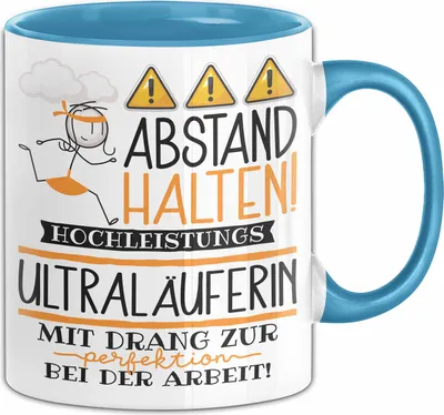 Produktbild von Ultraläuferin Tasse Geschenk Lustig Abstand Halten Hochleistungs-Ultraläuferin Mit Drang Zur Perfektion Bei Der Arbeit (Blau)