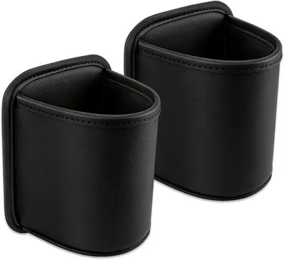Produktbild von Zwei Auto-Trinkhalter für den Rücksitz - Universal - Große Plastik-Becherhalter - Abnehmbar - Schwarz Leder-Look