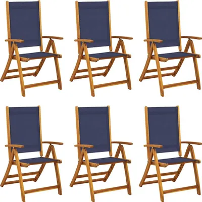 Image de vidaXL Chaises de jardin 6 pcs. Pliable Bois massif Acacia et Textilène