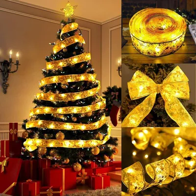 Produktbild von Lichterkette für Weihnachten 10 m, 100 LEDs batteriebetrieben als Weihnachtsbaumschmuck und Beleuchtung für die Innendekoration