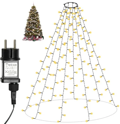 Lichtkette für Weihnachtsbaum 2 m, 280 LEDs, 8 Stränge, warmweiß, IP44