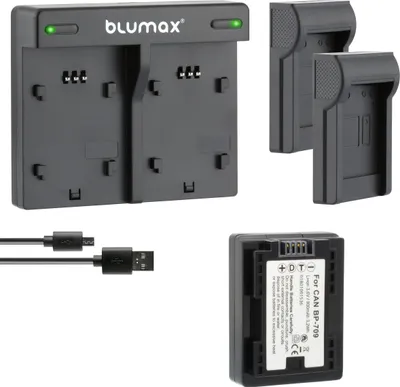 Produktbild von 1x Akku + Lader für Canon BP-709 900 mAh (3,6V)