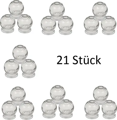 Produktbild von HQ XXL 21 SET Schröpfglas Extra Groß, ø 6 cm Höhe 7,5 cm Schröpfen aus Glas (Feuerschröpfen) Vakuum Massage / Glass Cupping Dia 6 cm