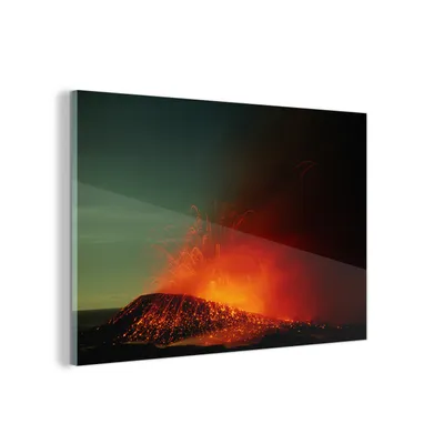 Obrázek produktu pro MuchoWow® Obrazy na skle - Nástěnné obrazy - Fotografie na skle Sopka na Havaji 60x40cm Nástěnná dekorace ze skla - akrylová malba na sklo - akrylové obrazy
