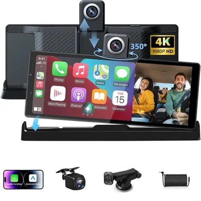 Productafbeelding van Draagbare Autoradio Display - 10,26 Inch 4K Dashcam - Draadloos Carplay Android Auto - USB Aansluiting - Zwart - Voor Auto Infotainment