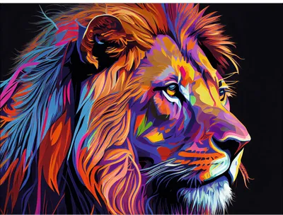 Produktbild von Leinwandbild Colourful Lion Head V 116x84 cm