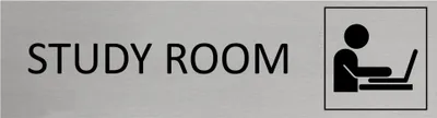 Produktbild von CombiCraft Aluminium Türschild Study Room 165x45mm mit 3M-Tape zur Befestigung, einfache Kennzeichnung von Räumen und Bereichen