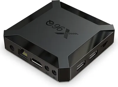 A black TV box with the brand logo visible on top, shown from a slightly elevated angle.