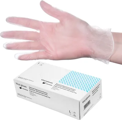 Produktbild von Medizinische Vinyl-Handschuhe 100 Stück Einmal-Untersuchungshandschuhe Puderfrei - Größe L