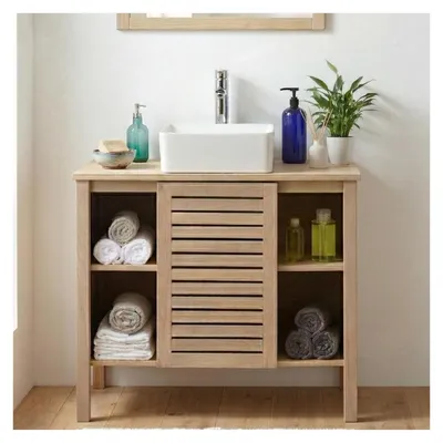 Produktbild von TALIX 90cm Eiche Waschbecken-Unterschrank mit Armatur