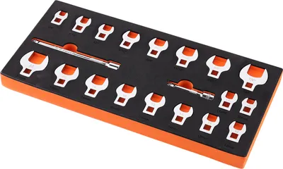 Obrázek produktu pro SucceBuy Sada očkoplochých klíčů, 20dílná, 3/8", se 2 prodlužovacími tyčemi a organizérem EVA, SAE 3/8"-7/8" a metrické 10-22 mm, ocel 40CR s chromovanou povrchovou úpravou