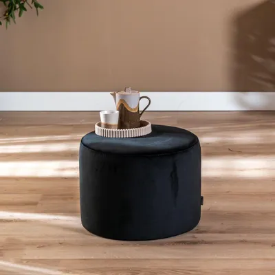 Produktbild von Bronx71 Samt Hocker Anna rund schwarz