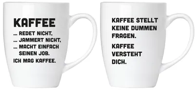 Produktbild von BRUBAKER "Kaffee jammert nicht!" Tassen Set aus Keramik - Grußkarte und Geschenkpackung