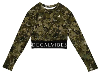 Produktbild von DECALVIBES Crop Top mit langen Ärmeln Forest Camouflage - 5XL