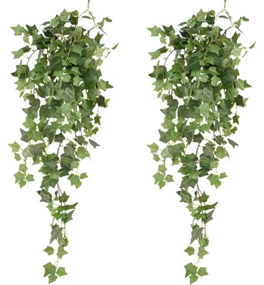 Künstliche Hängepflanzen, 2 Stk., Efeu, 100 cm, grün, Kunstseide