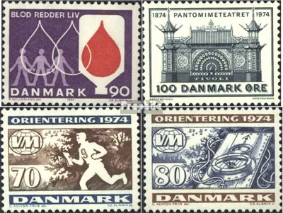 Produktbild von Briefmarken Dänemark 1974 Mi 555,563,573-574 (kompl.Ausg.) postfrisch Blutspendedienst
