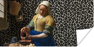 Produktbild von MuchoWow® Poster Milchmädchen - Kunst - Pantherdruck - Vermeer - Gemälde - Alte Meister 120x60 cm - Bild