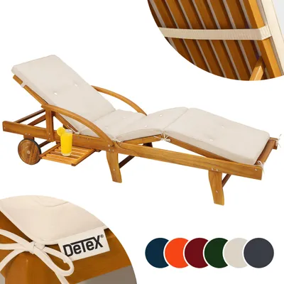 Image de Detex Coussin pour transat crème chaise longue de jardin 195 cm Hydrofuge Coussin bain de soleil intérieur extérieur