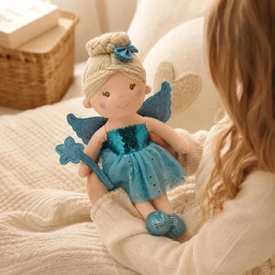 Produktbild von Weiche Stoffpuppe Fee 30 cm– Puppe für Kinder blau