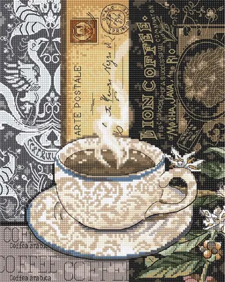 Image de Letistitch point de croix set "Löwenkaffee C" modèle à compter, 22x18cm