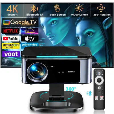 Image de Smart Beamer - Projecteur de cinéma maison Android TV - Compatible 4K, Full HD 1080p - 3200 lumens LED - Autofocus et correction trapézoïdale - Image de 100 à 760 cm - T07 Plus, un dongle TV