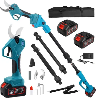 Produktbild von 2-in-1 Akku-Hochentaster - Elektrische Astschere mit Teleskopstange - Bürstenloser Motor - Für 21V Akku - Blau
