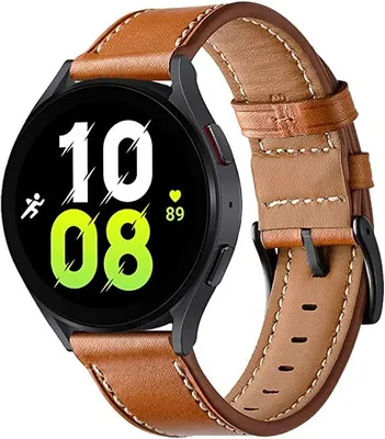 Produktbild von FFO2World Lederarmband 22 mm aus echtem Leder, kompatibel mit Samsung Galaxy Watch 3/46 mm, Gear S3, Polar, Garmin Vivoactive 4 – Braun
