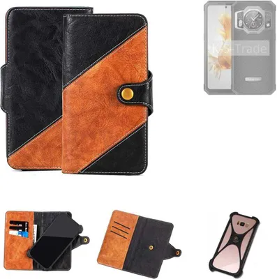 Produktbild von K-S-Trade Handyhülle Schutzhülle Bookstyle Case Wallet-Case kompatibel mit Oukitel WP21 Handy Cover Bumper Klapphülle schwarz hellbraun 1x