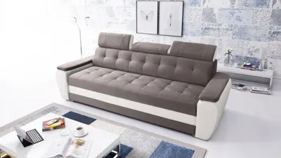 Produktbild von Robin Diana Sofa mit Schlaffunktion ohne Bettkasten 3 Verstellbare Kopfstützen Wohnzimmer-Sofa Schlafsofa Freistehende Couch Schlafcouch Wohnzimmermöbel 230x95x90