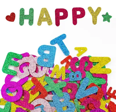 Glitzer-Buchstaben-Sticker, 448 Stück, selbstklebend, bunt, Bastelzubehör