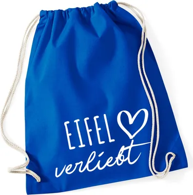 Produktbild von Huuraa Turnbeutel Eifel verliebt 12 Liter Bright Royal Baumwolle Rucksack Geschenkidee